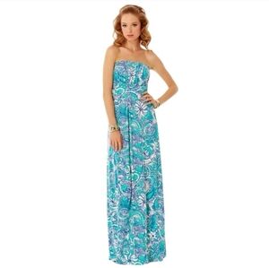 Lilly Pulitzer Holbrook Montauk Strapless Maxi Dress #80497 Womens Size XXS